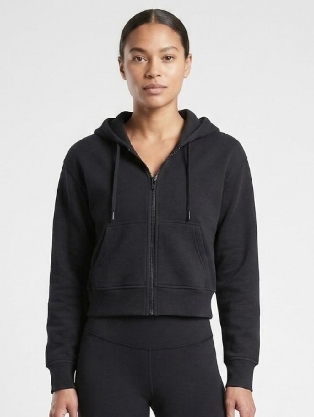 Athleta Black Full-Zip Hooded Sweatshirt SP